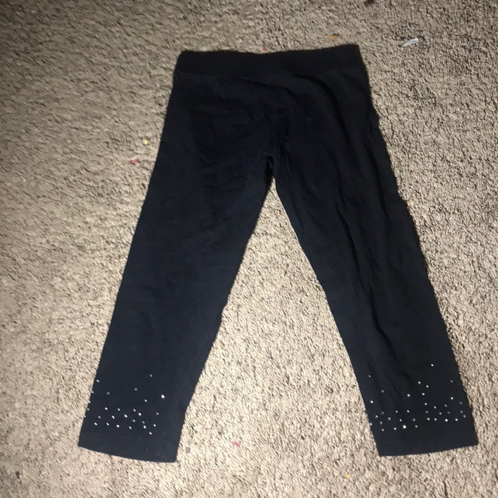 Black short leggings with fake diamonds